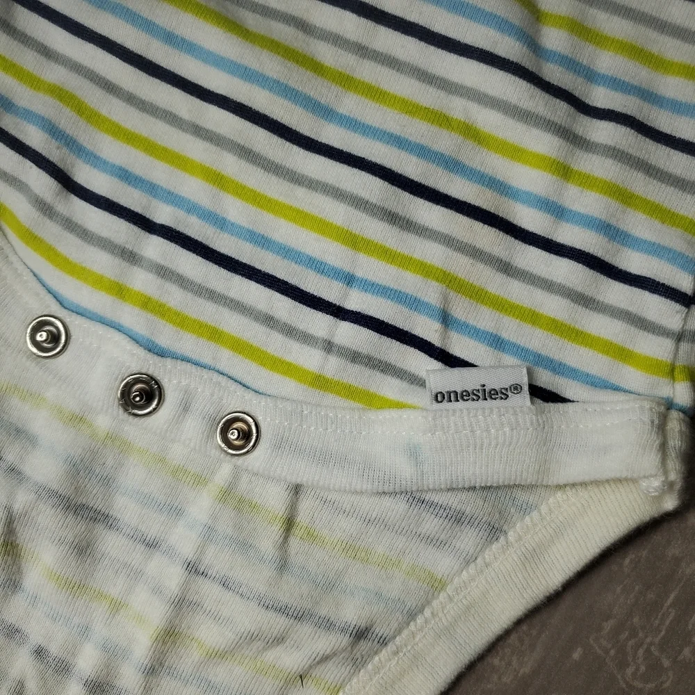 Green Blue White 3pc Baby Boy Onesies Bodysuit Bundle Size 3m Pre-Owned